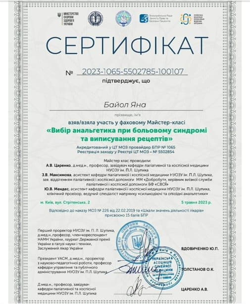 Сертифікат 14 з 19 — Яна Олександрівна Байол