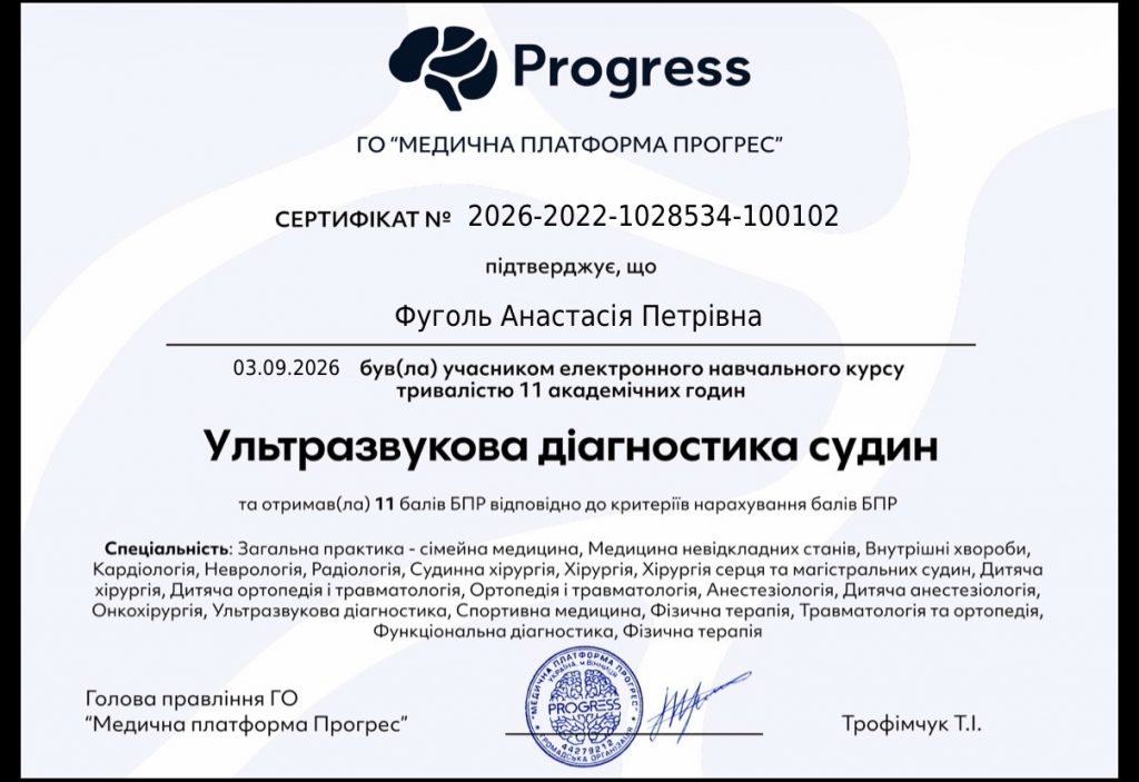 Сертифікат 1 з 3 — Фуголь Анастасія Петрівна