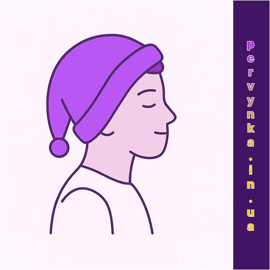 Лайнинг зображення людини у фіолетовій шапці для сну