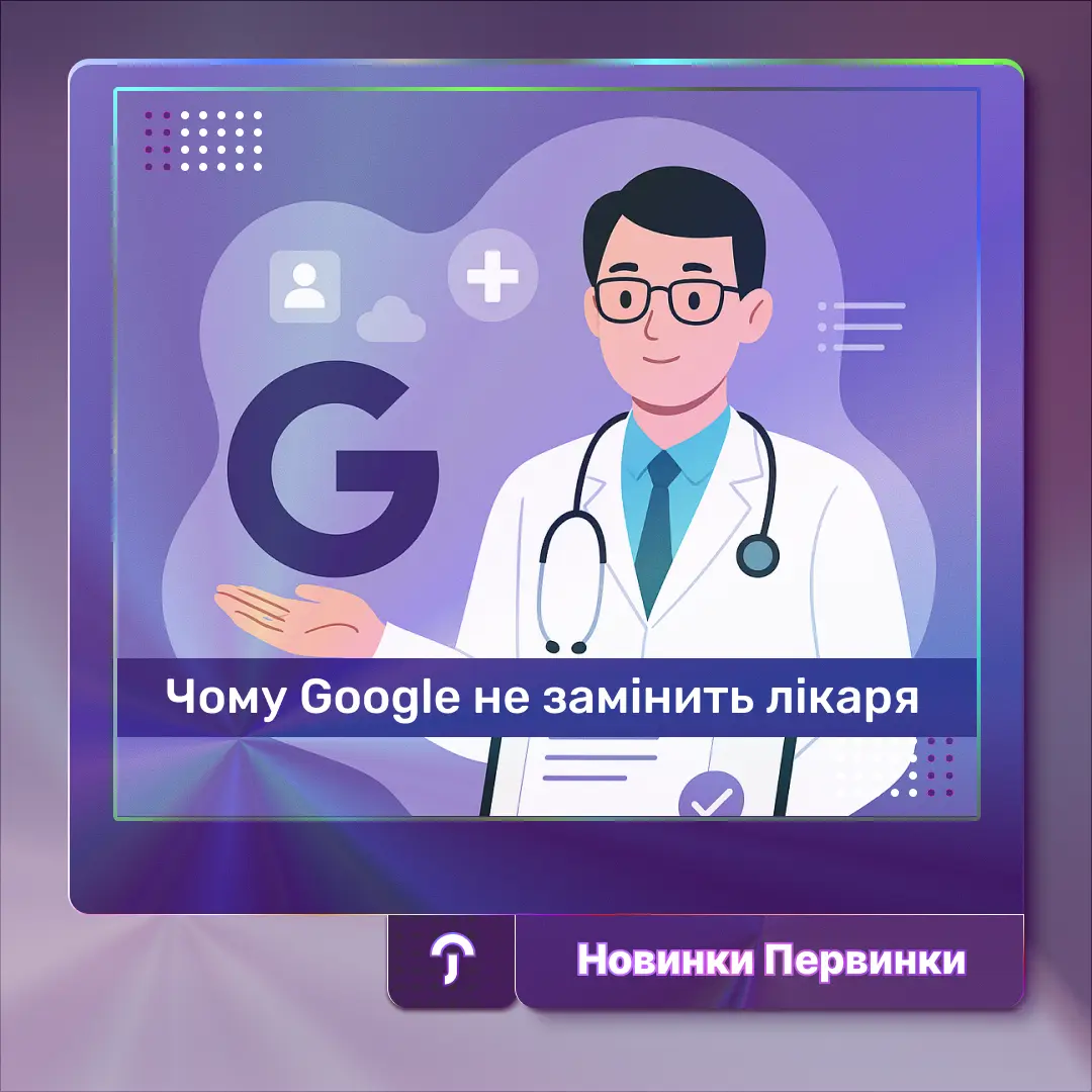 Обкладинка Первинка. Лікар та логотип гугл
