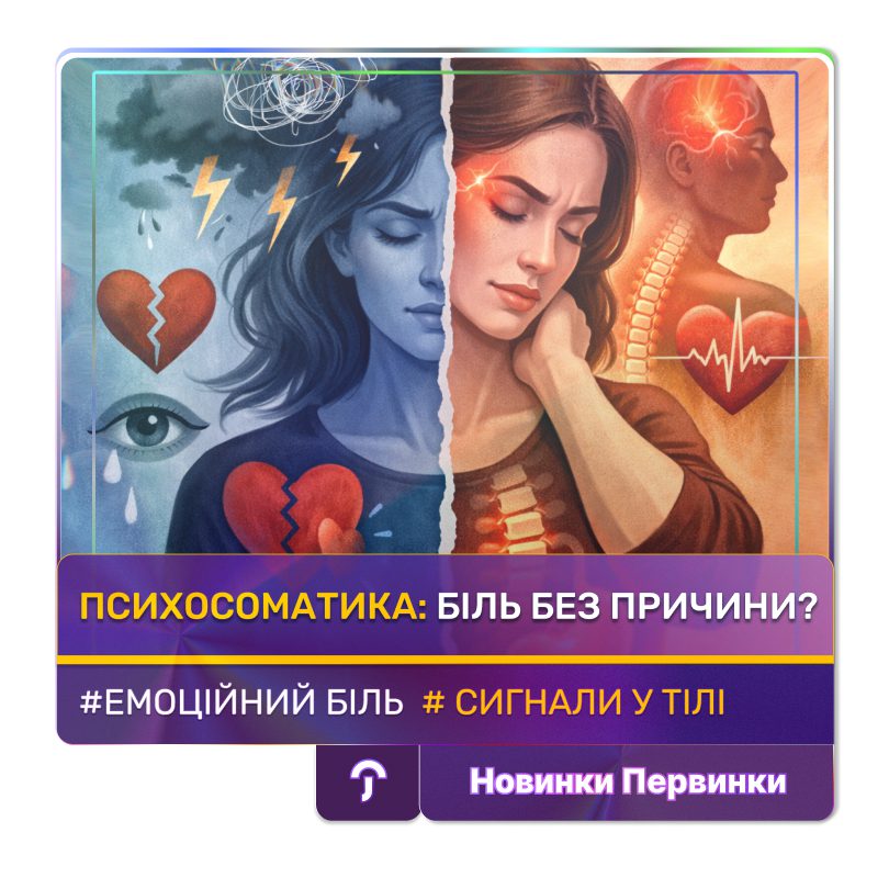 Обкладинка медичної мережі "Первинка". Психосоматика: Біль без причин? Сімейні лікарі, неврологи, психологи у "Первинці". Міста Кривий Ріг, Умань, Кропивницький