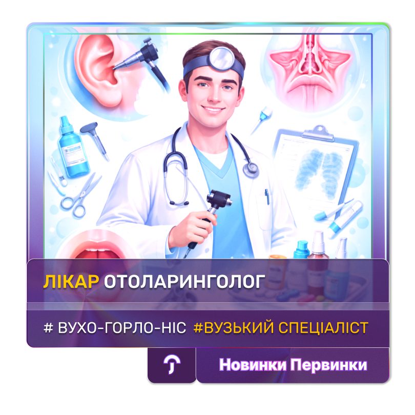 Обкладинка медичної мережі "Первинка". Напрям отоларингології